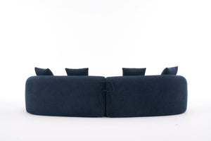 English Elm Compression Compression Sponge Sofa Curved Modular Sectional with 30D High-Density Chenille Sleeper for Cozy Apartment Living Room Comfort and Safe Rounded Design Antique Blue W2231S00019