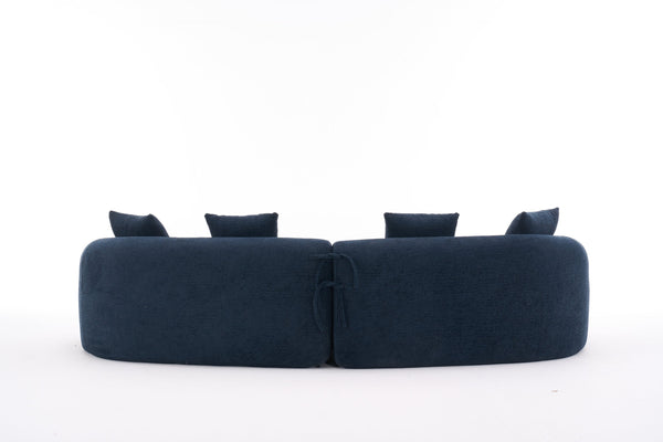 English Elm Compression Compression Sponge Sofa Curved Modular Sectional with 30D High-Density Chenille Sleeper for Cozy Apartment Living Room Comfort and Safe Rounded Design Antique Blue W2231S00019