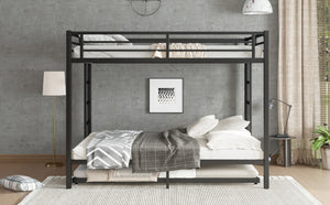English Elm Queen Metal Bunk Bed With Twin Trundle - Stylish Space-Saving Solution For Shared Bedrooms Or Guests W1580S00131-GIGA