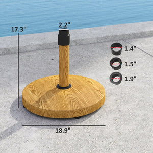 English Elm Heavy Concrete Filled Outdoor Umbrella Stand with Rustic Wood Grain Finish 54 Lbs T3971P446340