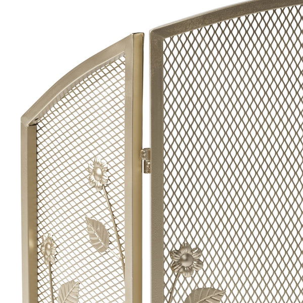 English Elm Christopher Knight Home® - FIRE Screen Gold Iron Fireplace Shield with Decorative 35.25x26.75 Inch Durable Heat-Resistant Guard 65186.00GLD