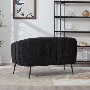 English Elm 50.2'' Channel Tufted Chenille Settee with Metal Legs Compact Glam Loveseat W3118P397106