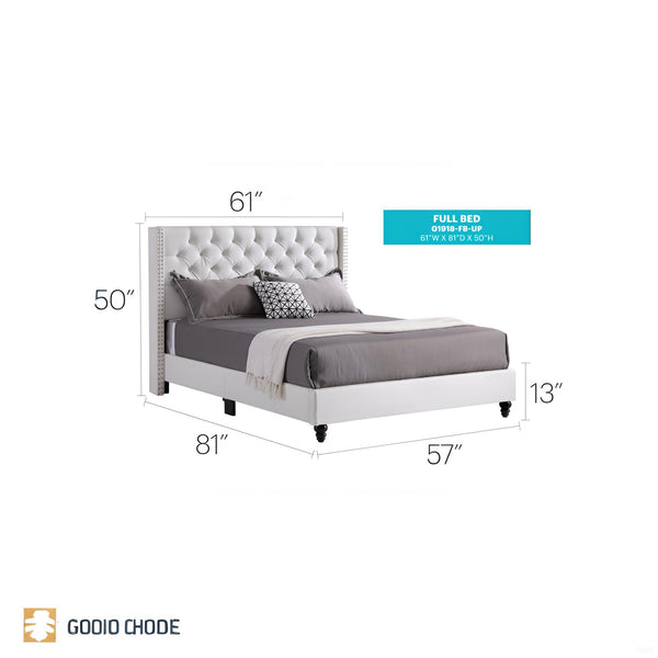 English Elm Elegant Tufted Queen Bed Frame with Adjustable Headboard, Support Slats & Durable Legs for Comfort and Style White 8 L x 65 W x 28 H B078118292