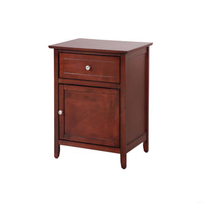 English Elm Transitional Cherry Nightstand with Large Drawer, 25"H x 19"W x 15"D, Durable Particle Board, Rich Finish B078112164