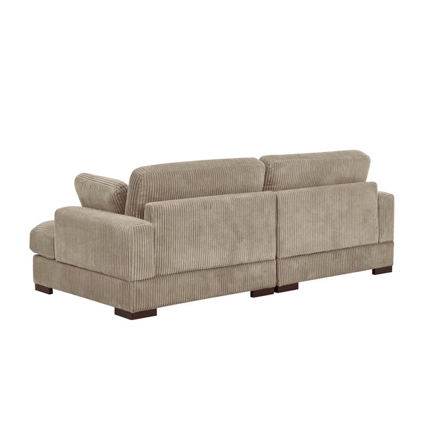 English Elm Large Corduroy Chaise Loveseat with Extended Leg Support for Relaxed Living Rooms Camel B2748S00009