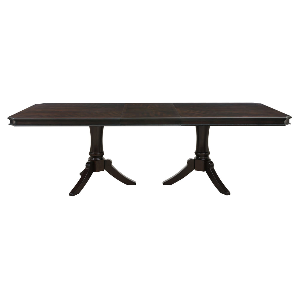 English Elm Double Double Pedestal Marston 96" Extendable Dining Table in Dark Cherry - Clipped Corner Elegant Centerpiece B011S00908