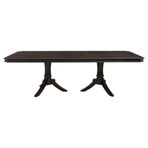English Elm Double Double Pedestal Marston 96" Extendable Dining Table in Dark Cherry - Clipped Corner Elegant Centerpiece B011S00908