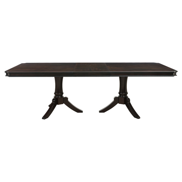 English Elm Double Double Pedestal Marston 96" Extendable Dining Table in Dark Cherry - Clipped Corner Elegant Centerpiece B011S00908