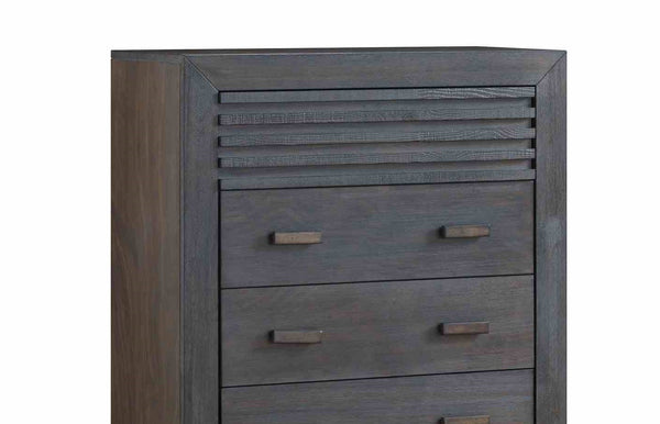 English Elm Transitional Hardwood Bedroom Chest Slat Front Mortise Tenon Joinery Charcoal Brown B2741P416522