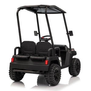English Elm 24v Kids Electric Ride on Truck Four Seat All Wheel Drive Spring Suspension Sunshade Black W1578P381262