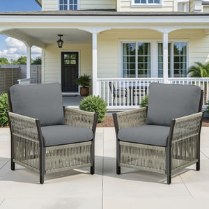 English Elm 73.2" Outdoor Handwoven Rattan 3 Seat Sofa with Olefin Cushions for Porch or Patio T3773P419403