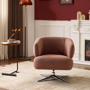 English Elm Cuddle-style linen swivel chair with 360° rotation, wrap-around cradle design for cozy compact spaces Red W3248P354265
