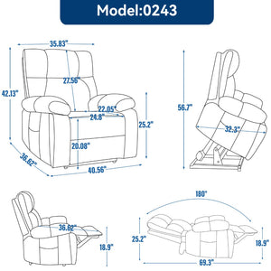 English Elm Beige Chenille Power Lift Recliner Dual Motor Massage Heat 350 Lb Capacity Beige W1803P264021