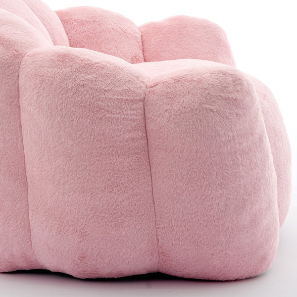 English Elm Lotus memory foam bean bag sofa with pull ring — anti-fouling faux fur, non-slip base, cozy support Pink W2311P357140