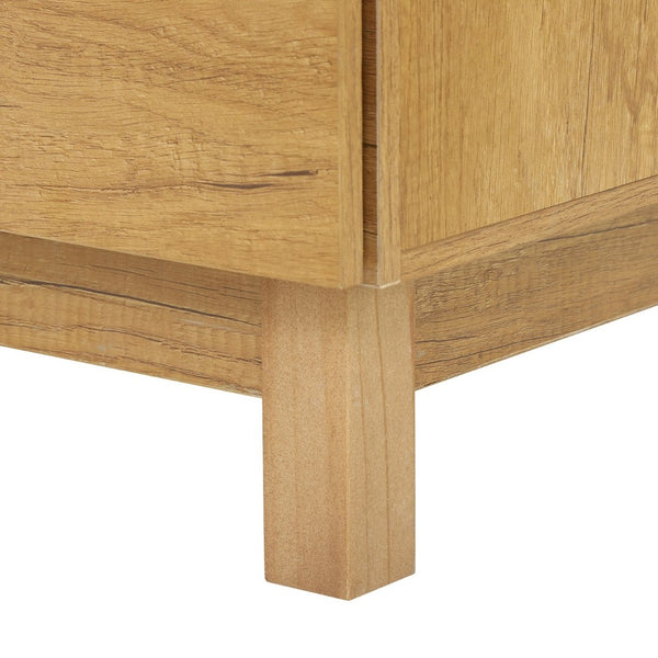English Elm 60" Wave Front Six Drawer Dresser Sculptural Engineered Wood Media Console for Bedroom Oak N739S0000011N
