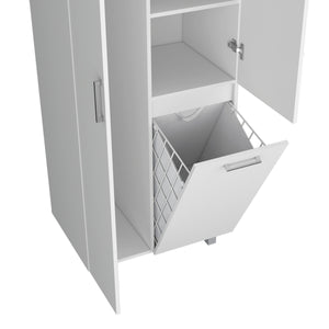 English Elm Storage Cabinet Elegant 70.9" Tall White Engineered Wood with 2 Doors 1 Drawer 3 Shelves Stable Legs B097S00216