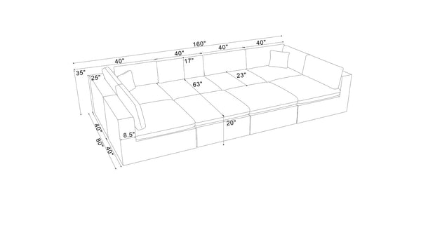 English Elm Coffee Bean Textured Upholstery Modular Sectional Low Profile Sofa with Toss Pillows Dark Gray B2748S00082