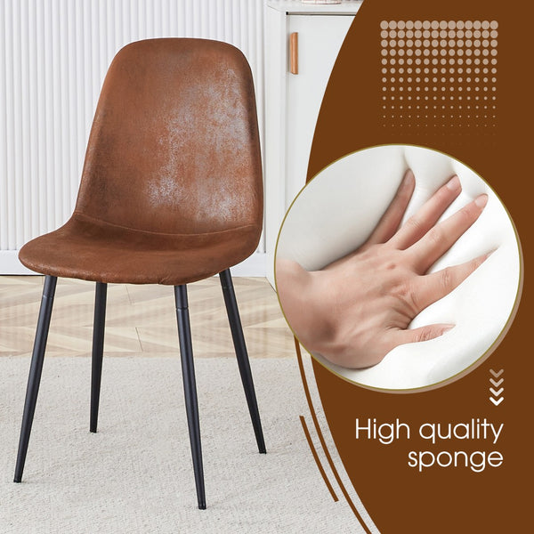 English Elm Table & Chair Set: Elegant Walnut Solid Wood Dining Table With 6 Ergonomic Brown Techno-Fabric Chairs W1151S04066-GIGA