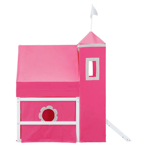 English Elm Twin Castle Loft Bed with Slide Tent Tower and Play Space for Kids Rooms Pink N708P249511H