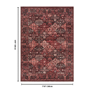 English Elm Majestic Persian Panel Area Rug Rich Red Polyester Pile for Formal Living Rooms B186P428888