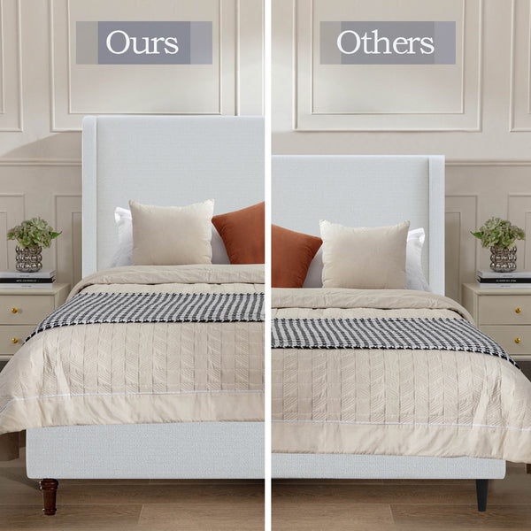 English Elm Harper Upholstered Bed With 54" Tall Headboard, Cream Boucle, Easy Assembly, No Box Spring Needed B083P331957