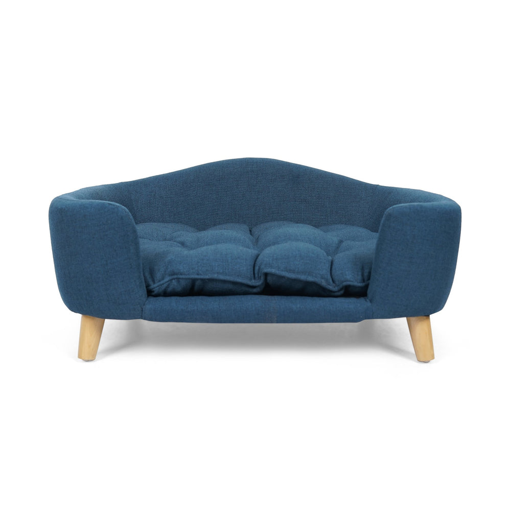 English Elm Christopher Knight Home® - DOG Bed Mid-Century Modern Small (11–25 lbs) Navy Fabric Plush Tufted Cushion with Birch Legs, 30.5x23x11 N779P179967B