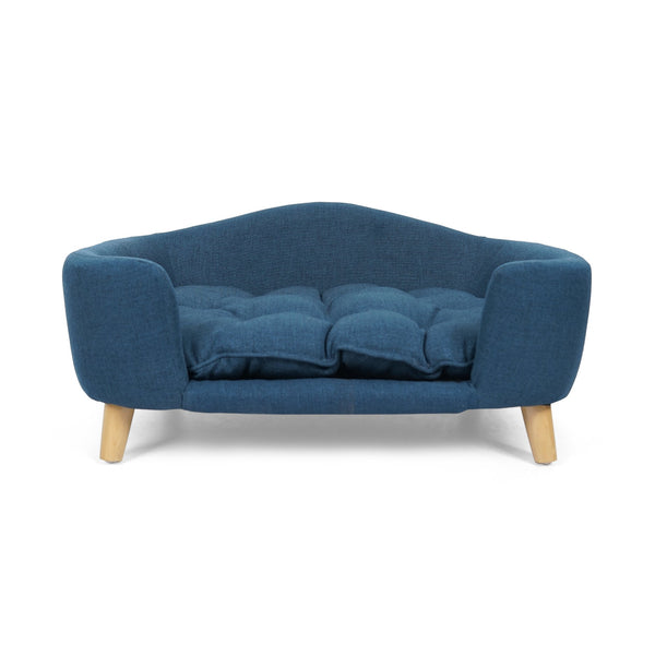 English Elm Christopher Knight Home® - DOG Bed Mid-Century Modern Small (11–25 lbs) Navy Fabric Plush Tufted Cushion with Birch Legs, 30.5x23x11 N779P179967B