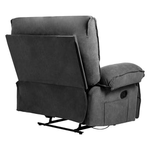 English Elm Oversized Velvet Push-Back Recliner Chair Sofa with Massage Pillow, Super Soft Fleece Comfort and Easy Assembly Grey W1403S00003