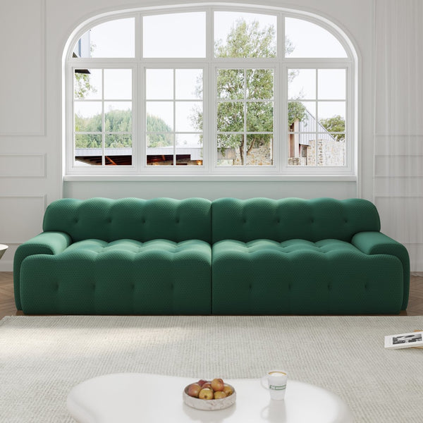 English Elm Bubble Sectional Sofa - Modern 3D-Knitted Loveseat In Green For Stylish Comfort And Relaxation B341S00017