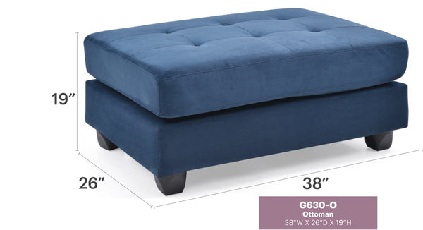 English Elm Stylish Microfiber Ottoman with Modern Profile, Easy-Clean Fabric, Compact 19"H x 38"W x 26"D Comfort Seating Navy Blue 27 L x 38 W x 16 H B078108353