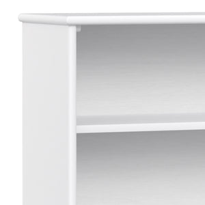 English Elm Draper Mid Century Low Bookcase with Solid Wood Craftsmanship, Tapered Legs & Four Open Shelves for Stylish Storage and Display White B136P238614