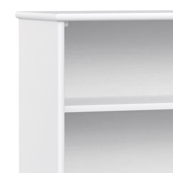 English Elm Draper Mid Century Low Bookcase with Solid Wood Craftsmanship, Tapered Legs & Four Open Shelves for Stylish Storage and Display White B136P238614