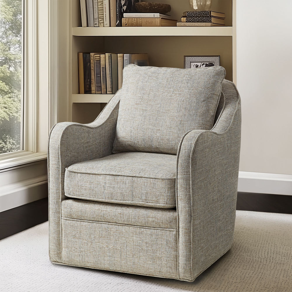 JLA Home Madison Park - Upholstered Curved Armchair with 360° Swivel, Plush High-Density Foam Seat, Durable Textured Fabric Finish MP103-0985