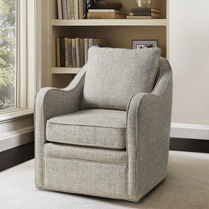 JLA Home Madison Park - Upholstered Curved Armchair with 360° Swivel, Plush High-Density Foam Seat, Durable Textured Fabric Finish MP103-0985