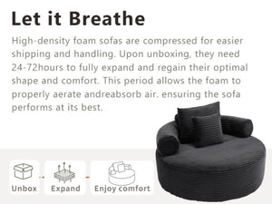 English Elm Round Sectional Sofa Bed with Memory Foam Cloud Cushions for Studio Apartments W3224P444272