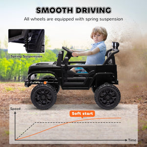 English Elm Qaba 12v Battery Powered Kids Ride on Utv with Spring Suspension and Remote Black W2225P249877