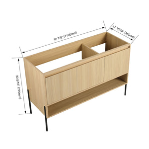 English Elm 48" Modern Freestanding Bathroom Vanity Cabinet, 3 Soft-Close Doors, KD Packing, No Sink Included W1972P199462