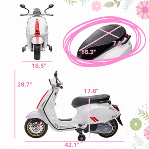 English Elm Qaba Vespa Licensed Retro Ride on Electric Motorbike for Toddlers with Fm Radio White W2225P229330