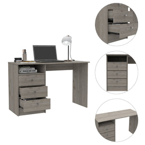 English Elm Computer Desk Nemocon 3-Drawer Light Gray — Spacious 46" Top, Open Shelf, Modern Minimalist Design B097S00097