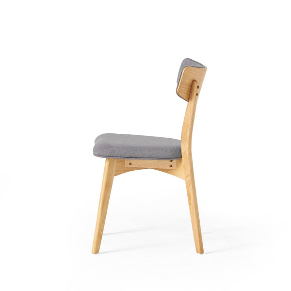 English Elm Caleb Mid-century Upholstered Dining Chair Set of Four with Tapered Oak Legs Dark Grey,Natural N768P282333O