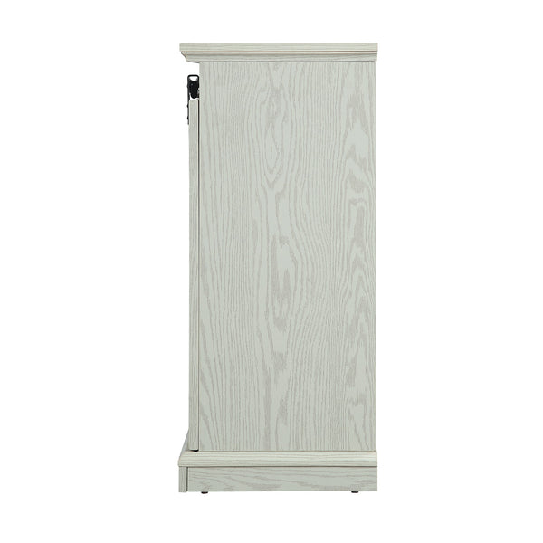 English Elm Myrtle 60" TV Stand with Sliding Doors and 7 Shelves, Steel Handles, Cable Management, Textured Finish Cream B365P398317