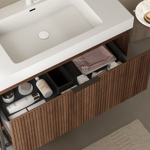 English Elm 30" Solid Surface Integrated Rectangular Undermount Basin, Scratch & Stain Resistant, Overflow Ready W2615P200118