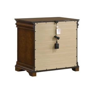 English Elm 3-drawer Nightstand Rubberwood Cherry Veneer with Crown Molding and Usb Charging B016P453488