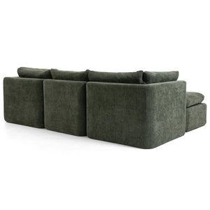 English Elm Modern Chenille Cloud Sectional with Ottoman Deep Sink Modular L Shaped Living Room Sofa Blackish Green W2379S00002