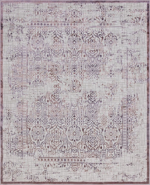 Unique Loom Aberdeen Stanhope Machine Made Border Rug Violet, Light Brown 8' 0" x 10' 0"