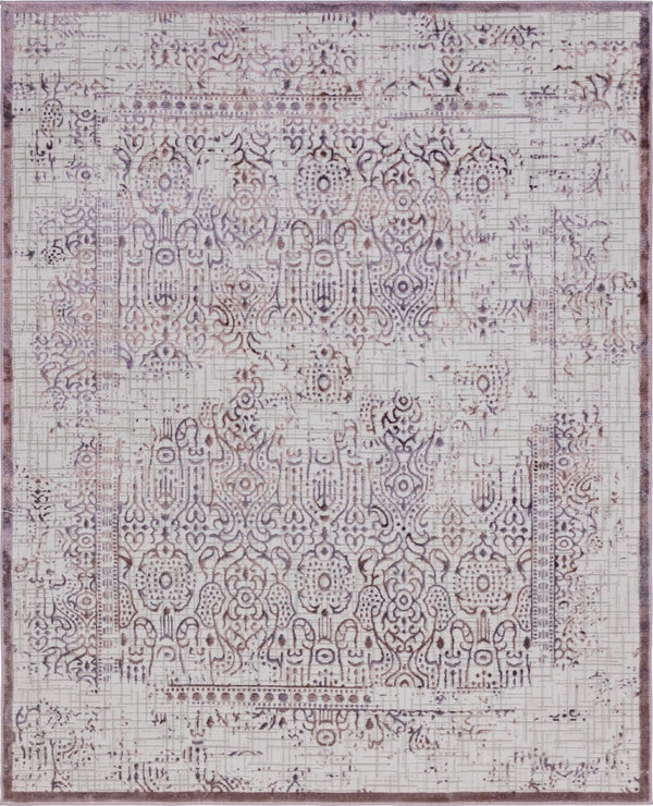 Unique Loom Aberdeen Stanhope Machine Made Border Rug Violet, Light Brown 8' 0" x 10' 0"