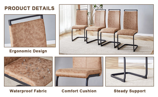 English Elm Table And Chair Set - Modern Wood Texture Mdf Coffee Table With Glass Legs And 4 Stylish Chairs W1151S02075-GIGA