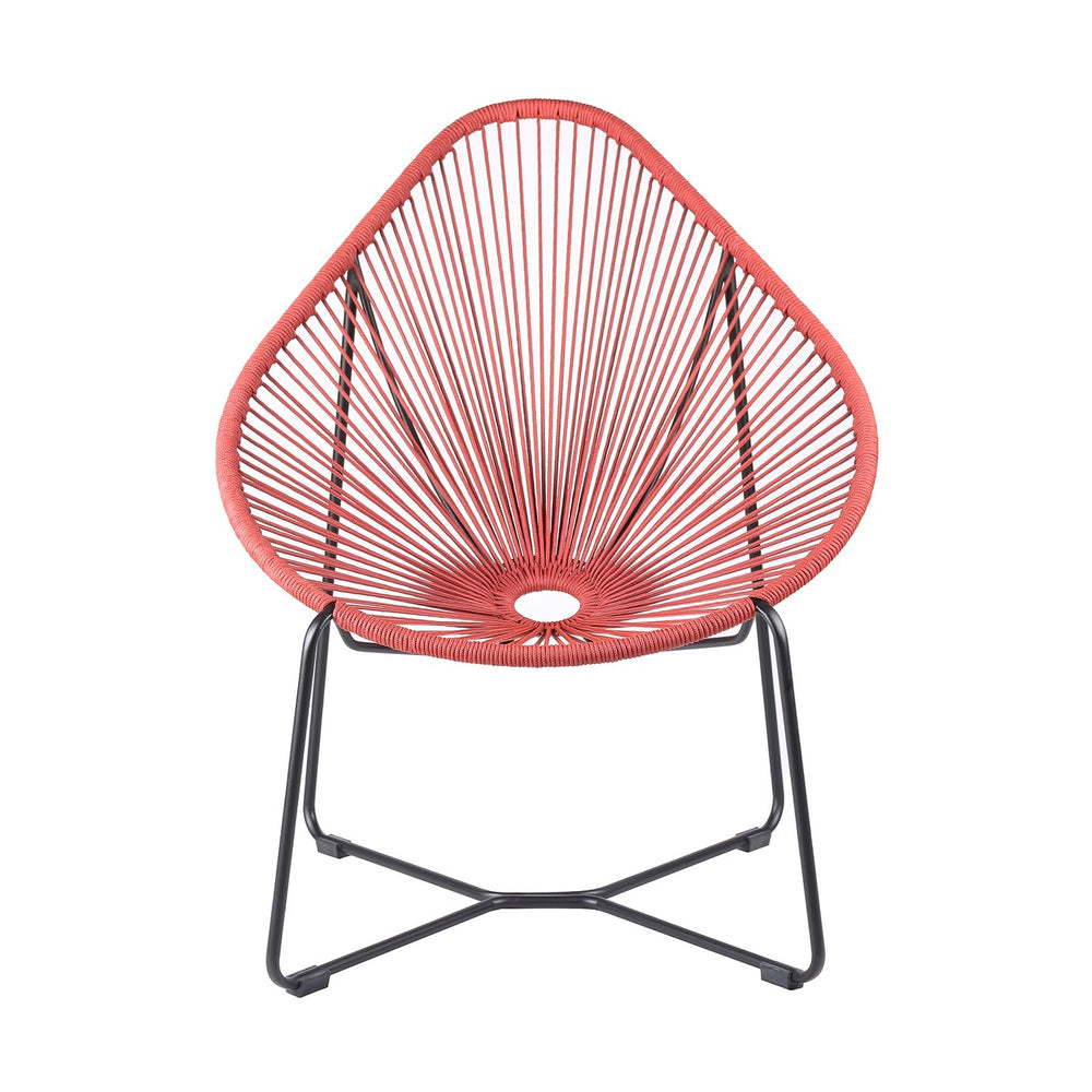 English Elm Lirren Steel Papasan Lounge Chair with Woven Rope Seat, Indoor/Outdoor Durable Design, No Assembly Required Red B2736P354304