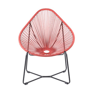 English Elm Lirren Steel Papasan Lounge Chair with Woven Rope Seat, Indoor/Outdoor Durable Design, No Assembly Required Red B2736P354304