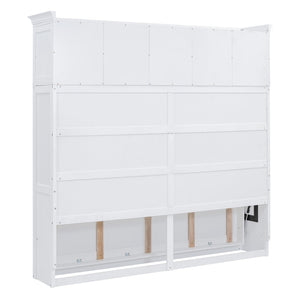 English Elm Queen Murphy Wall Bed with Top Cabinet Storage for Small Space Living White LP006665AAK-1